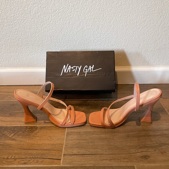 Asymmetric Faux Leather Stiletto Heels - Picture 2 of 6